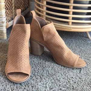 Cognac Suede Peeptoe Bootie 7